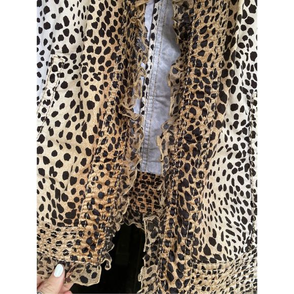 Carlisle Leopard Silk Blend Jacket, Fringe Cream, Black, Brown Blazer, Size 16 - Picture 3 of 10
